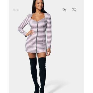 ZIP FRONT TWEED MINI DRESS